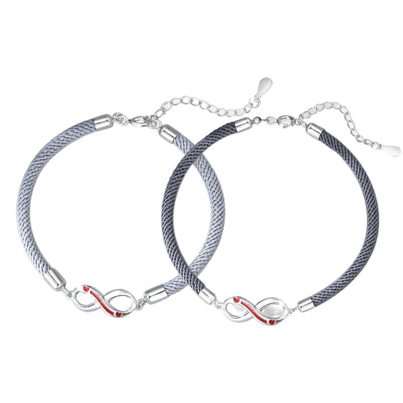 Infinite Symbol Sterling Silver 925 Couple Bracelet Men and Women Light Luxury Love Bracelet Ins Style Mobius Ring Bracelet