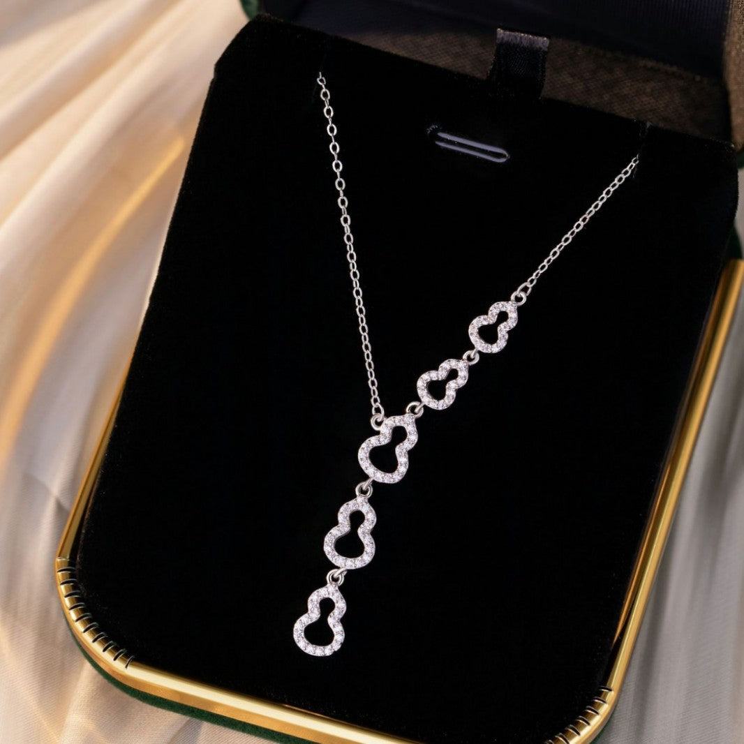 Gourd Sterling Silver 925 Necklace Women's Light Luxury High-Grade Tassel Zircon Clavicle Chain Ins Style Little Red Book Same Pendant