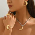 Textured Crescent and Star Jewelry