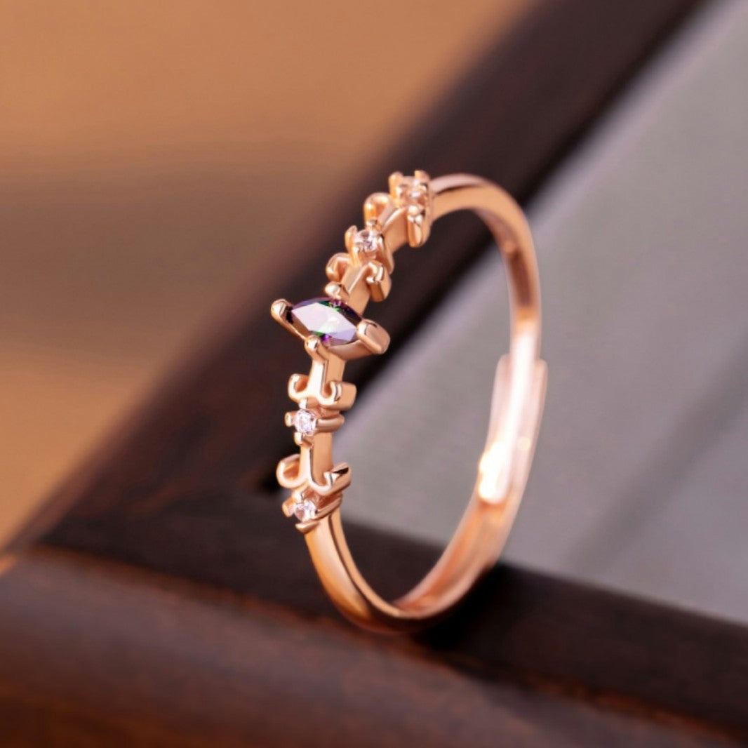 Iris Sterling Silver 925 Ring Female Niche Design Light Luxury Horse Eye Zircon Ring Ins Style Little Red Book Ring