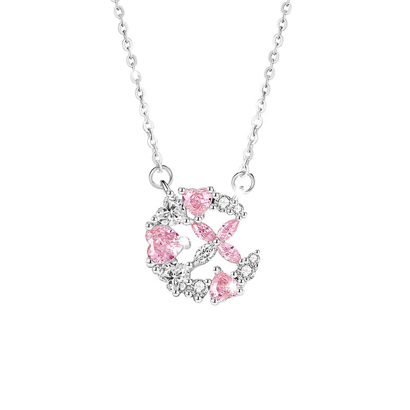 Collana in argento sterling 925 – farfalla e zirconi rosa