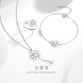 Daisy Sterling Silver 925 Necklace Set Female Niche Design Light Luxury Sunflower Bracelet Ins Glass Stone Ring