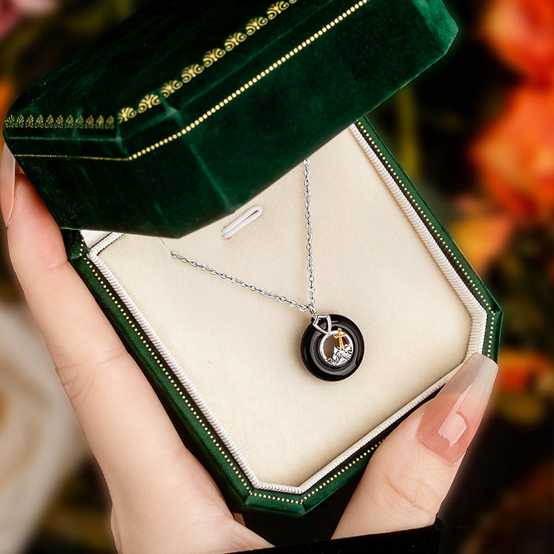 Sterling Silver Disc Jewelry – White Agate