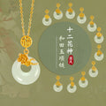 Collana in argento sterling 925 – fiore e disco e giada Hetian