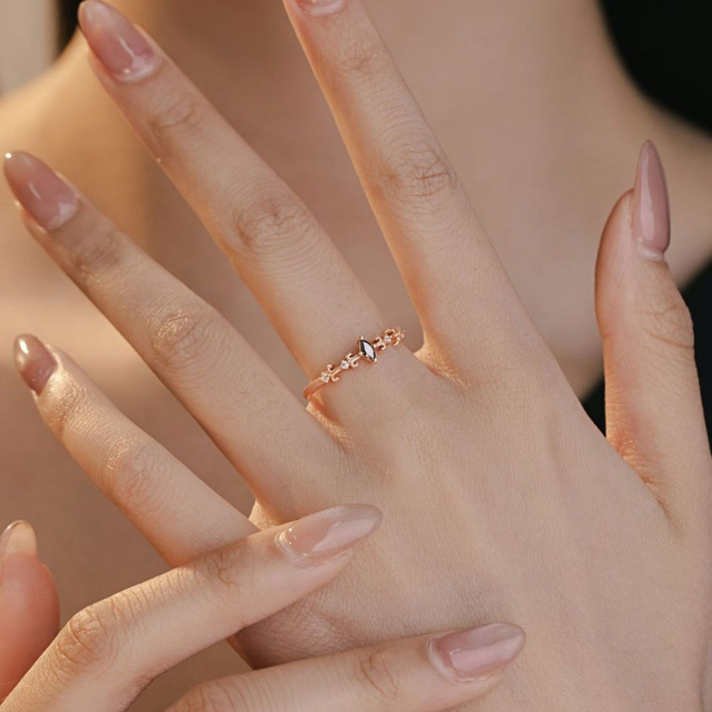 Iris Sterling Silver 925 Ring Female Niche Design Light Luxury Horse Eye Zircon Ring Ins Style Little Red Book Ring