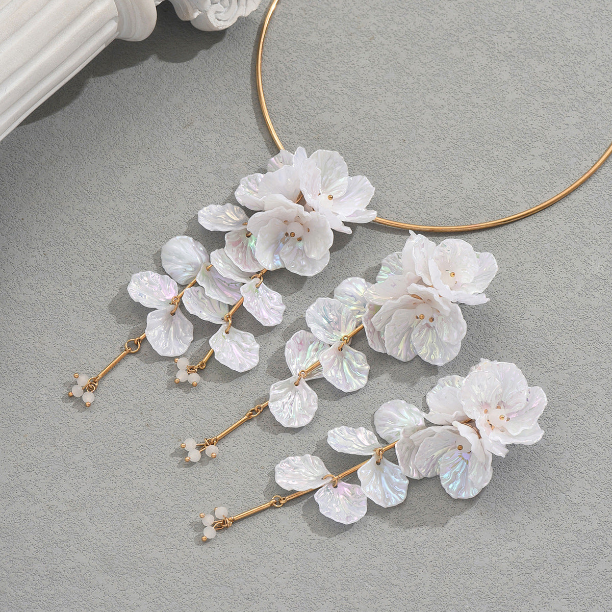 White Cascading Flower Jewelry — product image 3