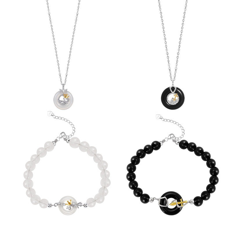 Sterling Silver Disc Jewelry – White Agate