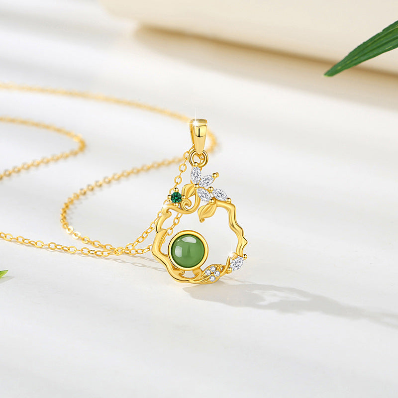 Collana in argento sterling 925 – fiore e farfalla e diaspro