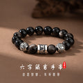 Six-Word Proverb Pure Silver 999 Bracelet Niche Design Light Luxury Natural Silver Stone Bracelet Six-Word Mantra Bracelet
