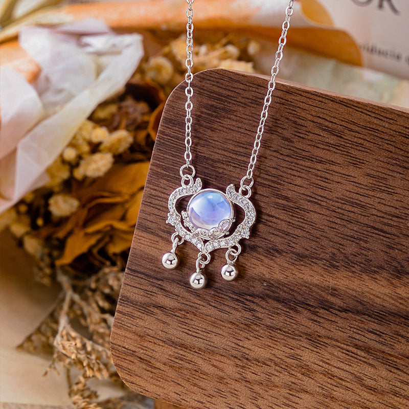 Sterling Silver Lock Necklace – Moonstone