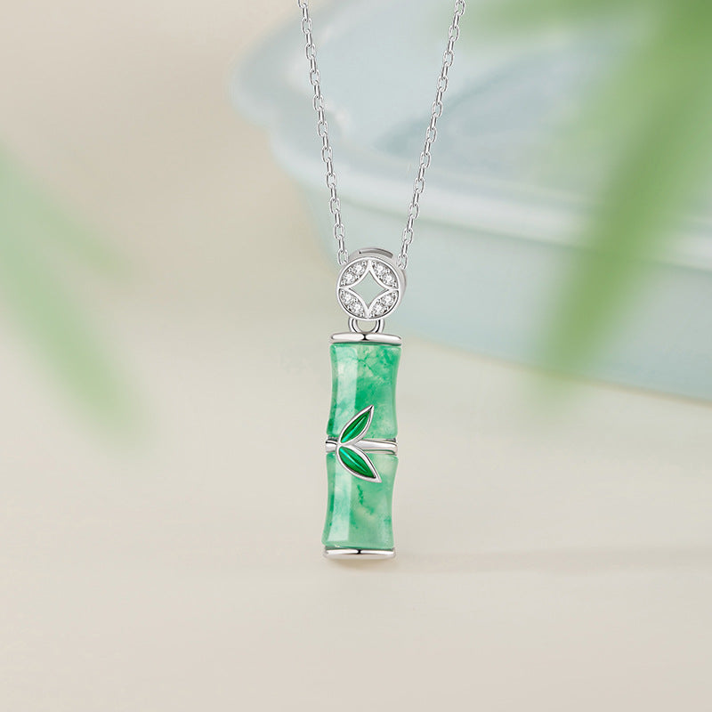 Sterling Silver Coin and Bamboo Necklace