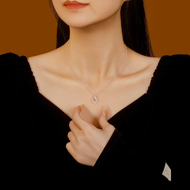 Sterling Silver Disc Jewelry – White Agate
