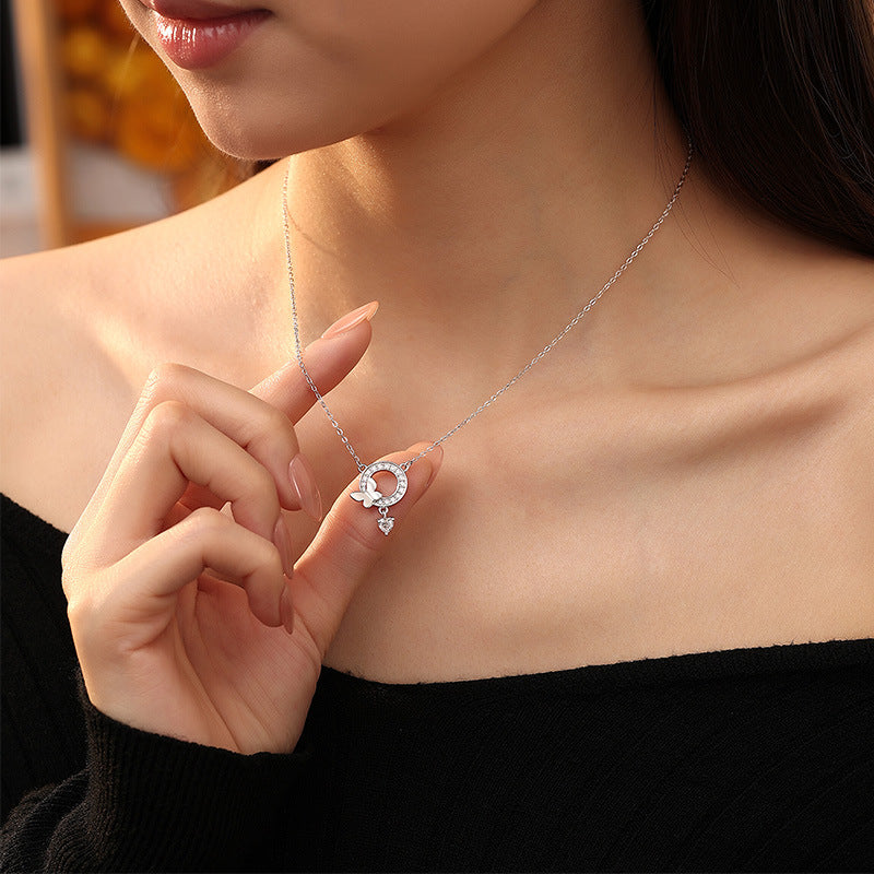Sterling Silver Butterfly Necklace – Zircon Accents