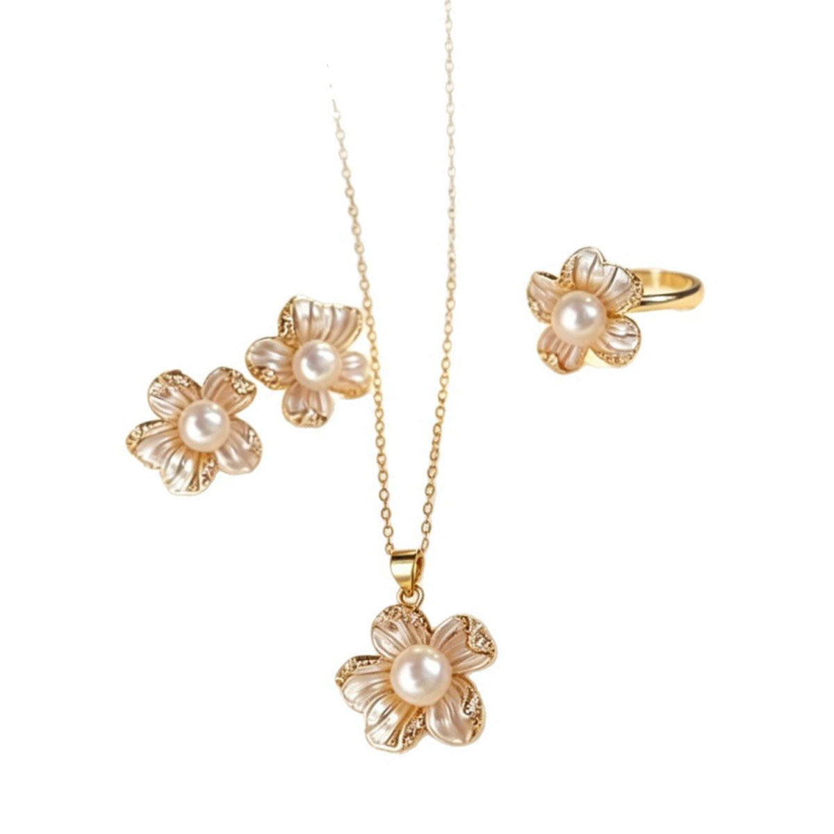 Pearl-Effect Open Flower Jewelry — product image 5