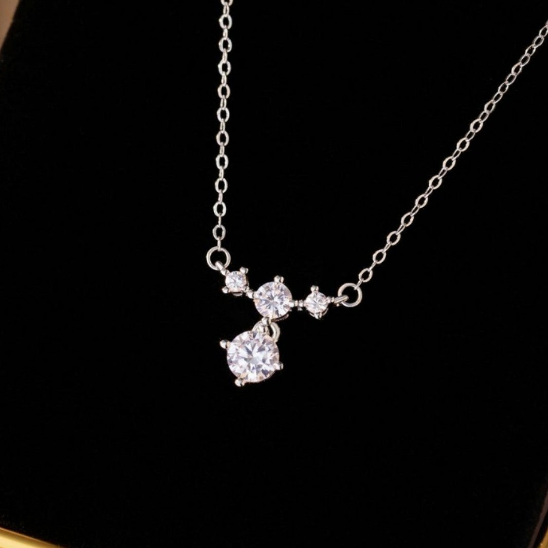 Sterling Silver Laurel and Star Necklace – Zircon Accents