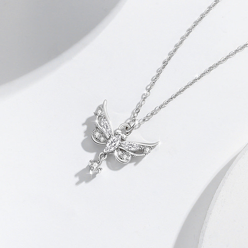 Butterfly Sterling Silver 925 Necklace Female Niche Design Light Luxury Angel Wings Clavicle Chain Get Things Ins Tassel Pendant