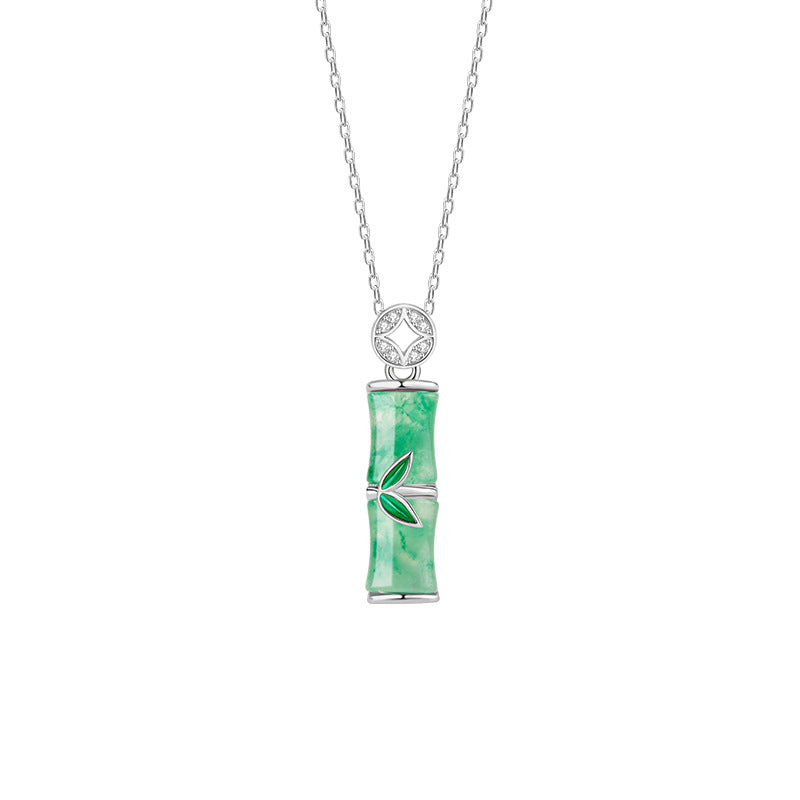 Sterling Silver Coin and Bamboo Necklace