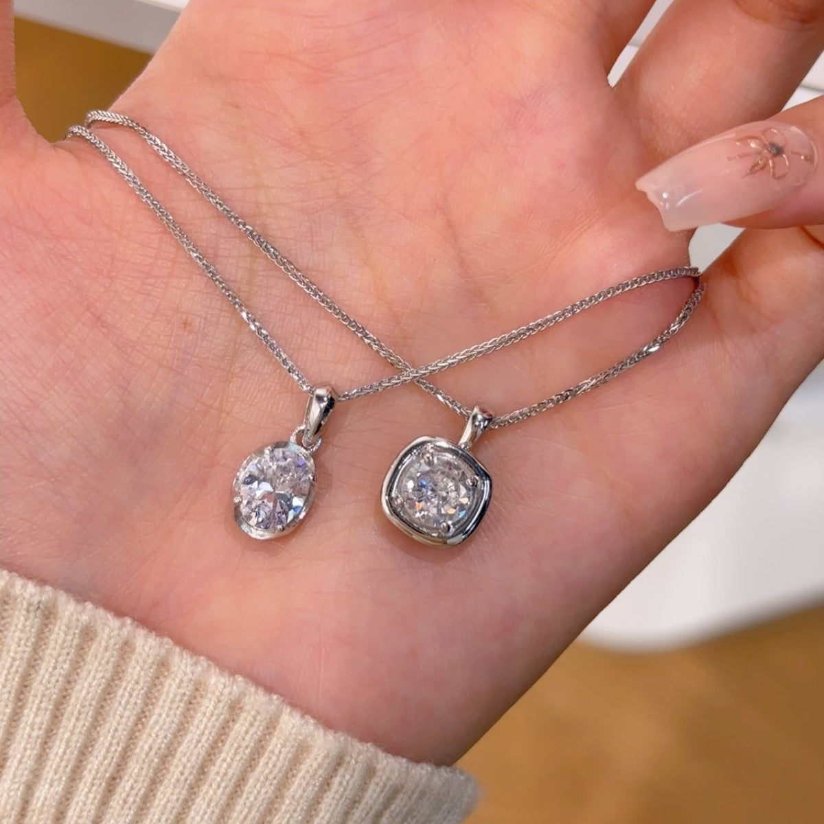Small Eggshell Sterling Silver 925 Necklace Fashionable Versatile Drop-Shaped Zircon Clavicle Chain Ins Light Luxury High-Grade Pendant