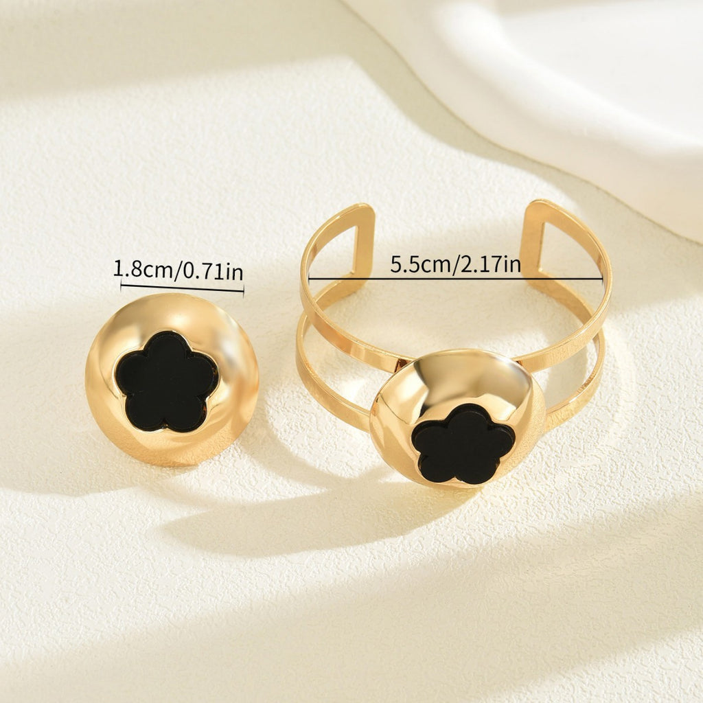 Black Flower Disc Cuff Jewelry — product image 3