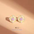 Original Heart-Shaped Sterling Silver 925 Stud Earrings Women's Light Luxury High-Grade Pink Zircon Earrings Ins Style Heart-Shaped Earrings