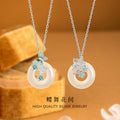 Sterling Silver Butterfly and Disc Necklace – Chalcedony
