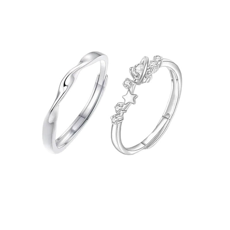 Mobius Pure Silver 999 Couple Ring Light Luxury High Sense Planet Ring Ins Style Valentine's Day Star Ring