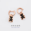 Cute Teddy Bear Sterling Silver 925 Earrings Niche Design Light Luxury Full Diamond Zircon Earrings Ins Style Lovely Earrings