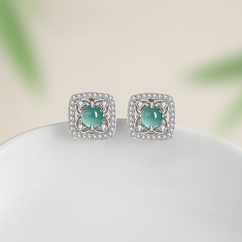 Sterling Silver Clover Stud Earrings – Jade