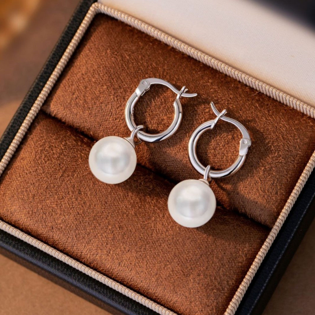 Rose Story Same Style Pure Silver 999 Stud Earrings Women's Light Luxury High-Grade Shijia Pearl Earrings Ins Style Earrings