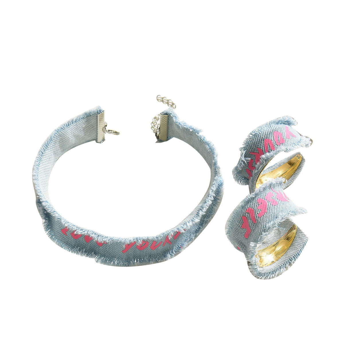 Denim-Effect Letter Jewelry — product image 5