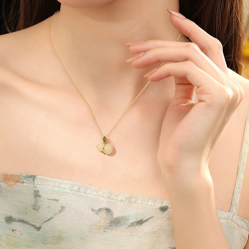 Sterling Silver Gourd Necklace – Hetian Jade
