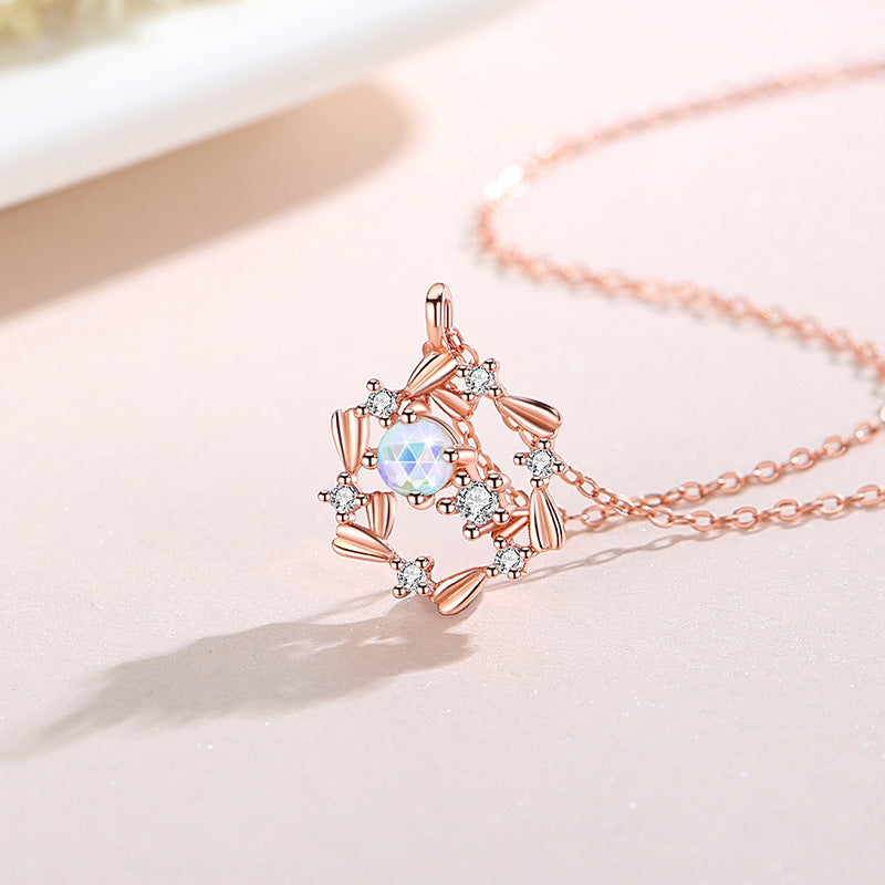 Sterling Silver Necklace – Zircon Accents