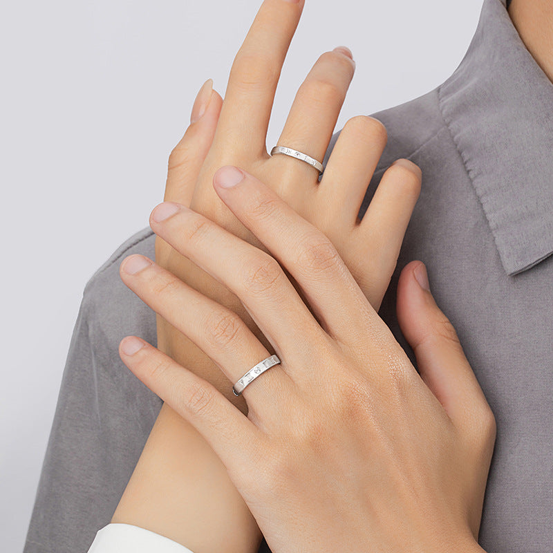 Original Love Secret Sterling Silver 925 Couple Ring Men and Women High Sense I Love You Plain Ring Mobius Pair Ring