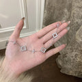 Flash Lucky Clover Sterling Silver 925 Bracelet Female Ins Broken Diamond Starry Flower Bracelet Rich Home Gold Bracelet