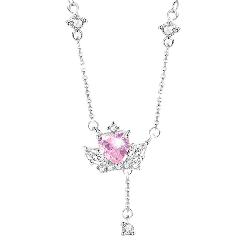 Sterling Silver Angel Wing Necklace – Zircon Accents
