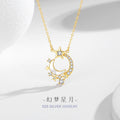 Moon Sterling Silver 925 Necklace Female Niche Design Light Luxury White Fritillary Clavicle Chain Ins Style Star Zircon Pendant