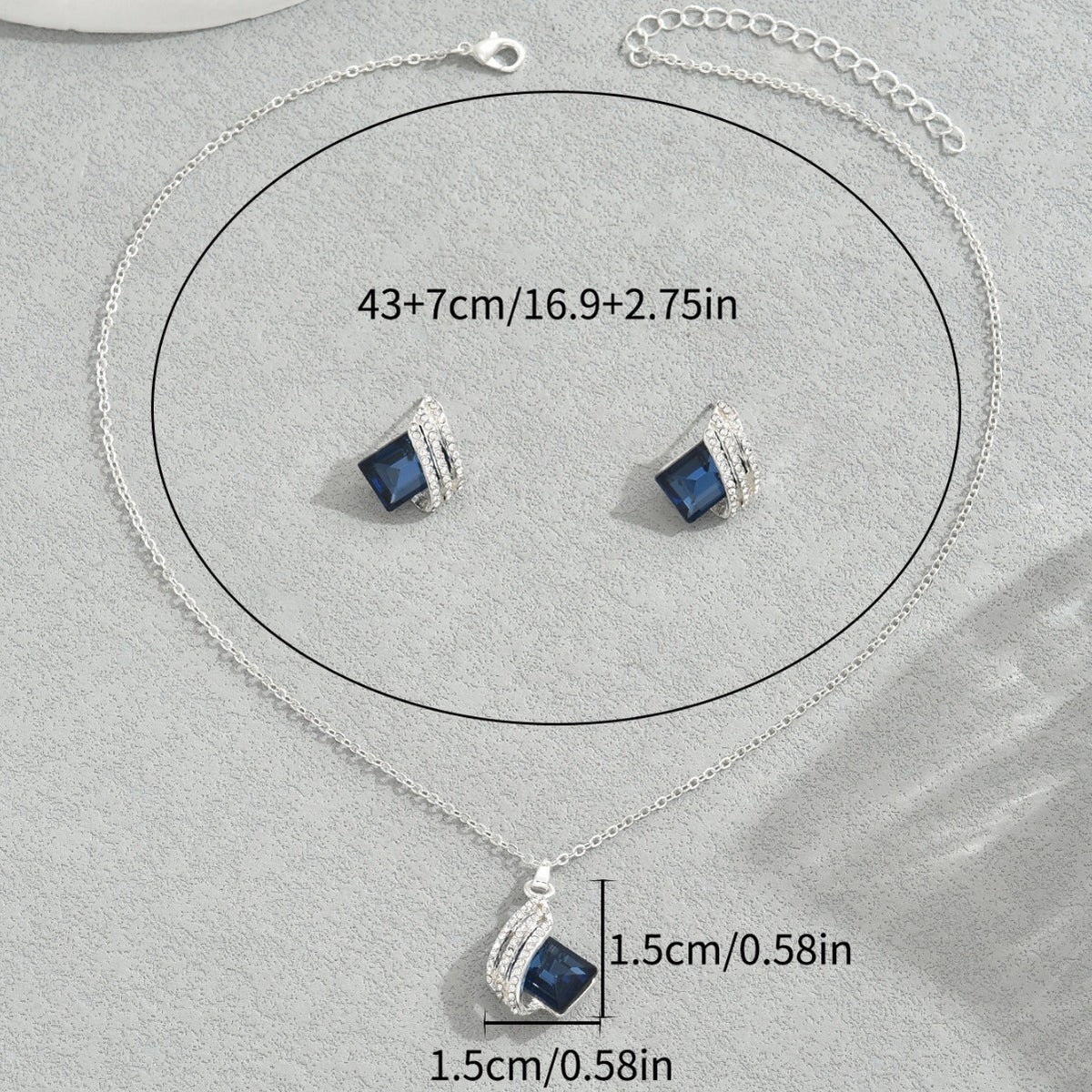 Dark Blue Geometric Drop Jewelry — product image 4