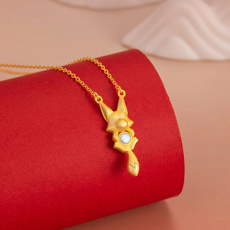 Sterling Silver Fox Necklace – Glass Detail