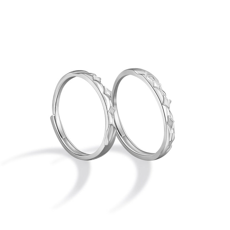 Star Sterling Silver 925 Luminous Couple Ring Light Luxury High-Grade Starry Ring Ins Valentine's Day Gift Ring