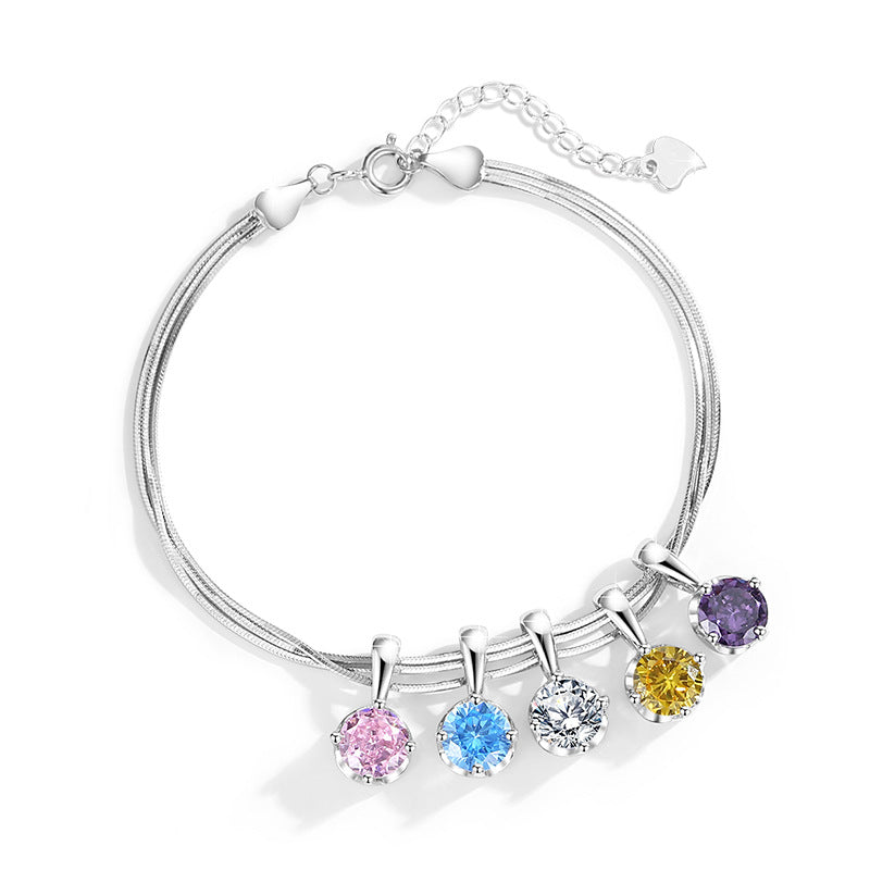 Sterling Silver Heart Bracelet – Zircon Accents