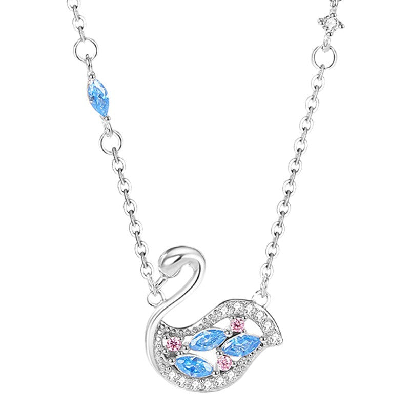Swan Sterling Silver 925 Necklace Female Niche Design Light Luxury Zircon Clavicle Chain Valentine's Day Ins Style Love Pendant