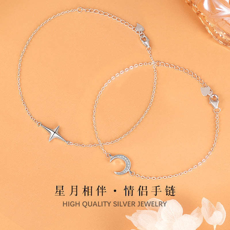Sterling Silver Star & Moon Bracelet