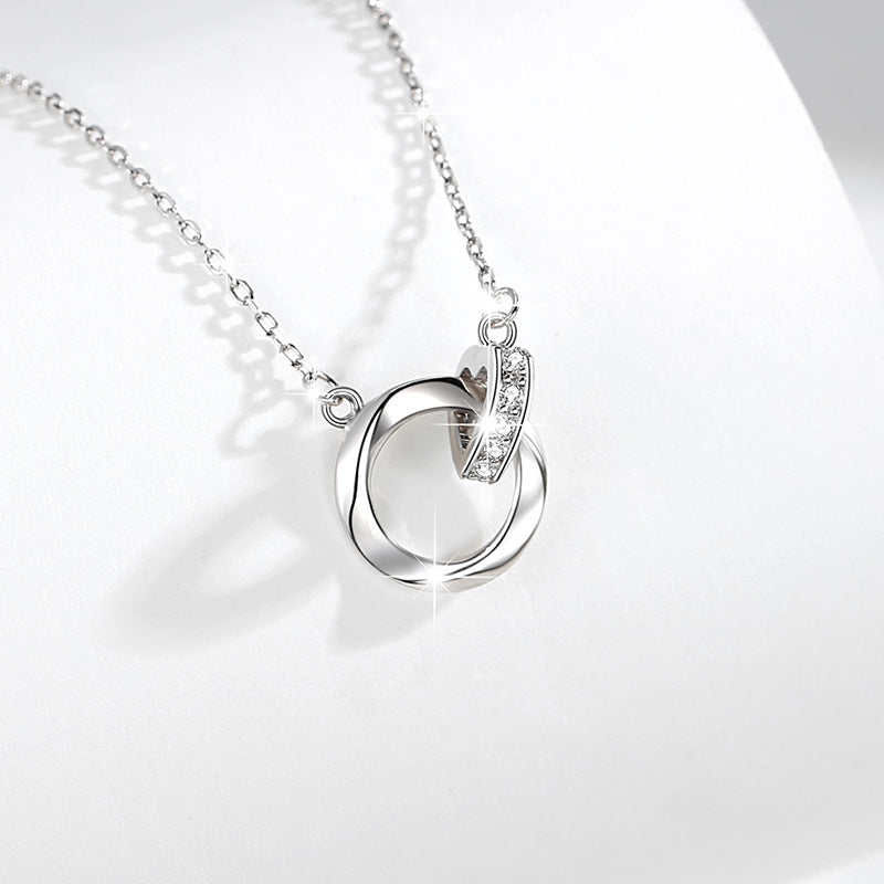 Mobius Ring 999 Pure Silver Necklace Female Niche Design Light Luxury Clavicle Chain 520 Valentine's Day Love Pendant