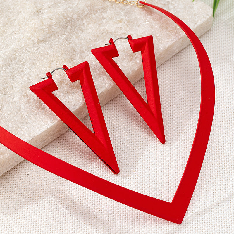 Red V-Shaped Statement Jewelry — product image 4