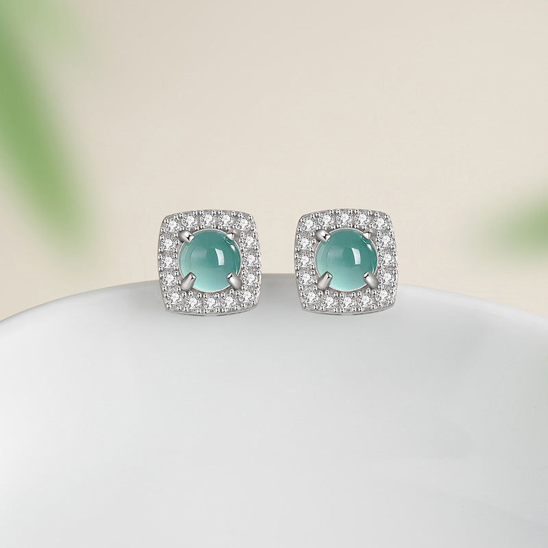 Sterling Silver Square Stud Earrings – Jade