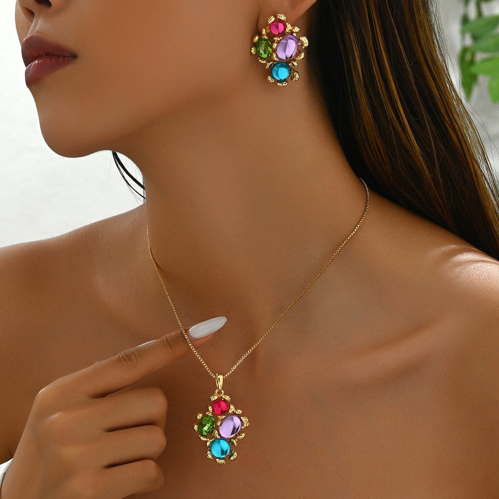 Bright Multicolor Cluster Pendant Jewelry