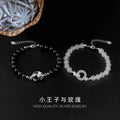 New Chinese Style S925 Sterling Silver Little Prince and Rose Couple Bracelet Natural Agate Safety Buckle High-Grade Bracelet