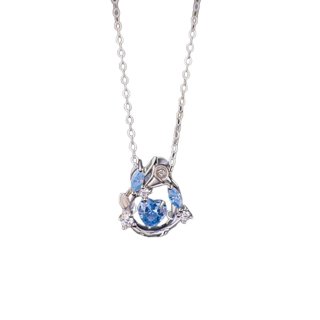 Rose Sterling Silver 925 Smart Necklace Women's Light Luxury High-Grade Love Clavicle Chain Ins Wind Beating Heart Pendant