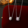 Pink Dai Small Waist S925 Sterling Silver Necklace Women's Light Luxury Niche White Crystal Pink Zircon Clavicle Chain Silver Jewelry Source