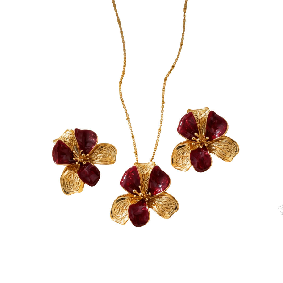 Burgundy Petal Flower Jewelry — product image 5